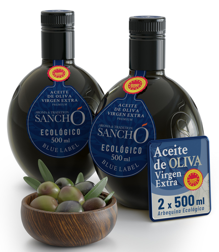 Aceite de Oliva Virgen Extra DOP variedad Arbequina Ecológica Blue Label Cristal