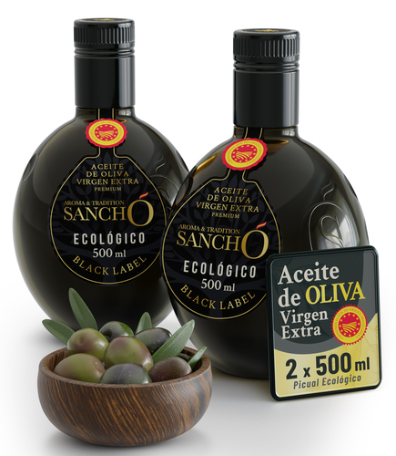Aceite de Oliva Virgen Extra DOP variedad Picual Ecológica Black Label Cristal