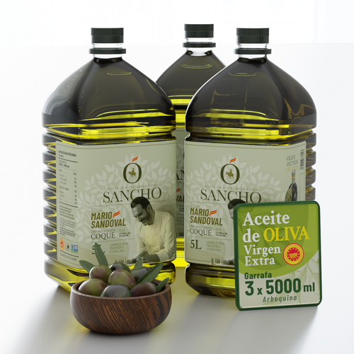 Aceite de Oliva Virgen Extra Arbequina - Pack 3 x 5 L - Garrafa de Plástico